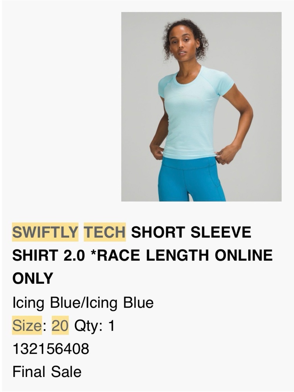 lululemon athletica Swiftly Tech Short Sleeve Tee - Icing Blue